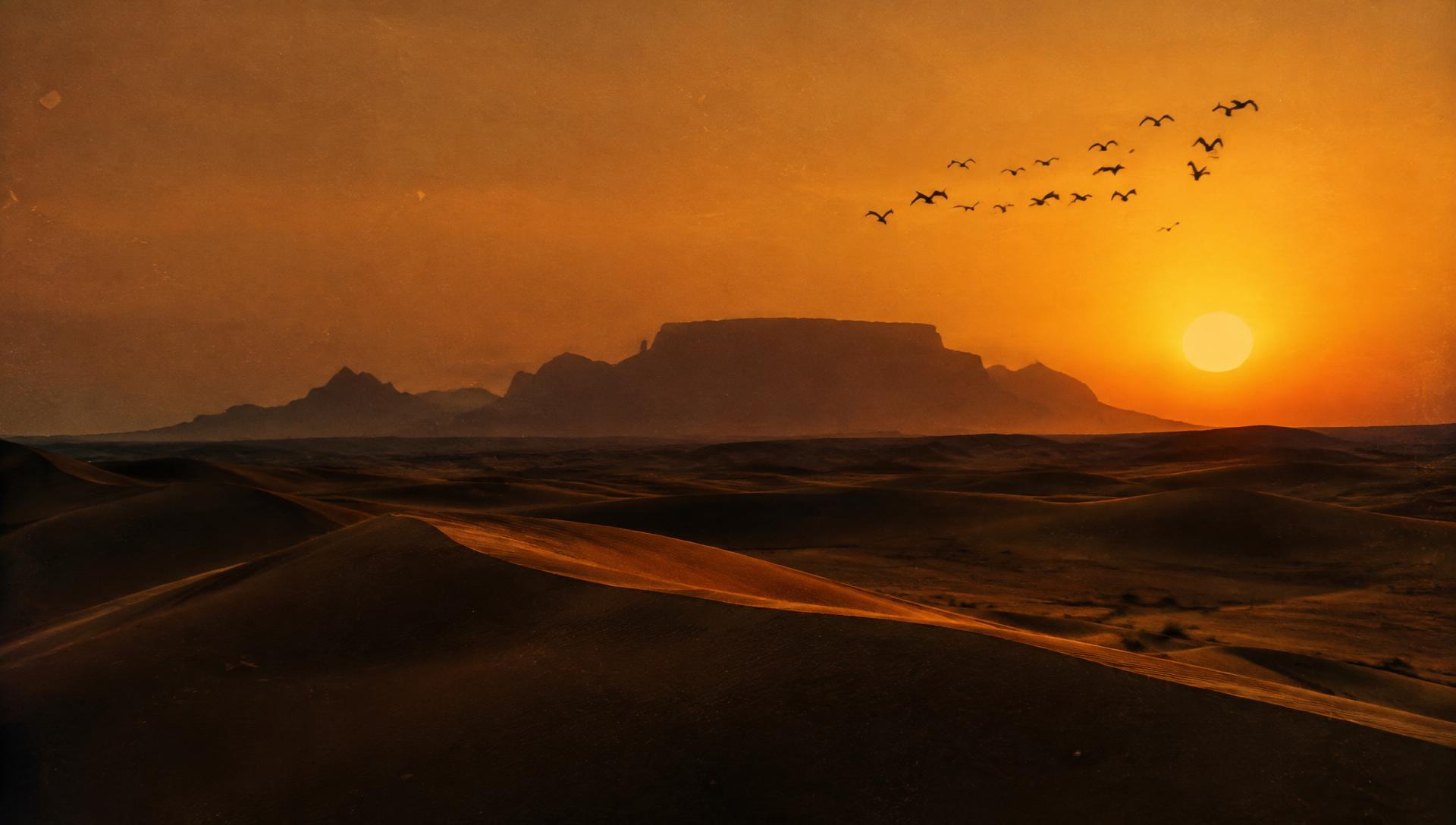 Desert sunset beneath Table Mountain